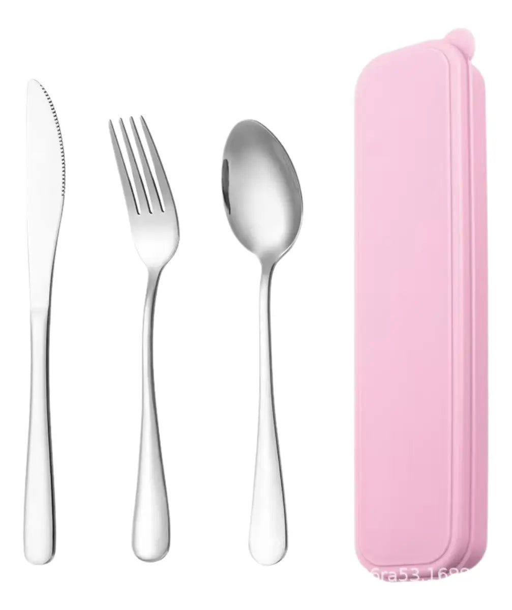 Set Cubierto Acero Inox Estuche Servicio Portatil Lonchera