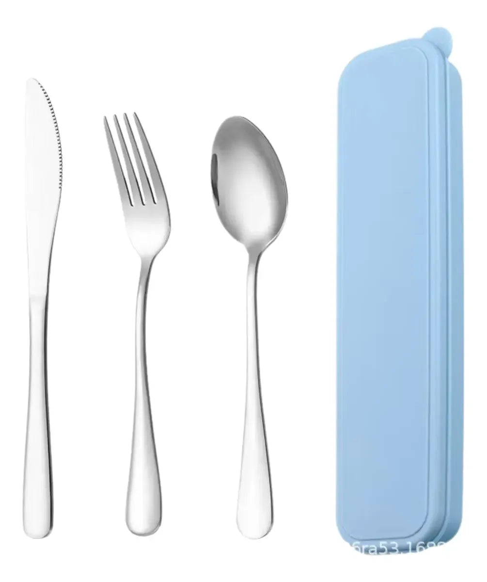 Set Cubierto Acero Inox Estuche Servicio Portatil Lonchera