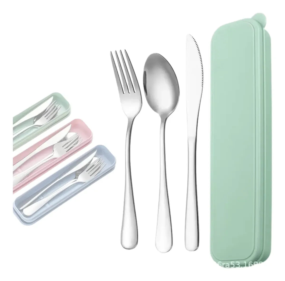 Set Cubierto Acero Inox Estuche Servicio Portatil Lonchera
