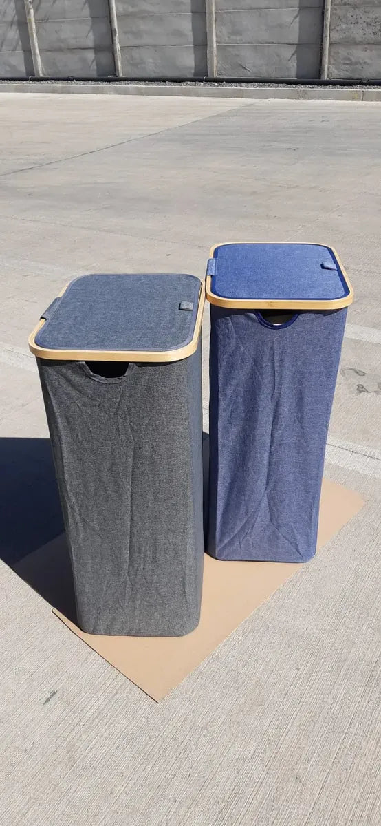 Canasto Plegable Ropa Sucia 100l Con Mango Bambu Y Malla