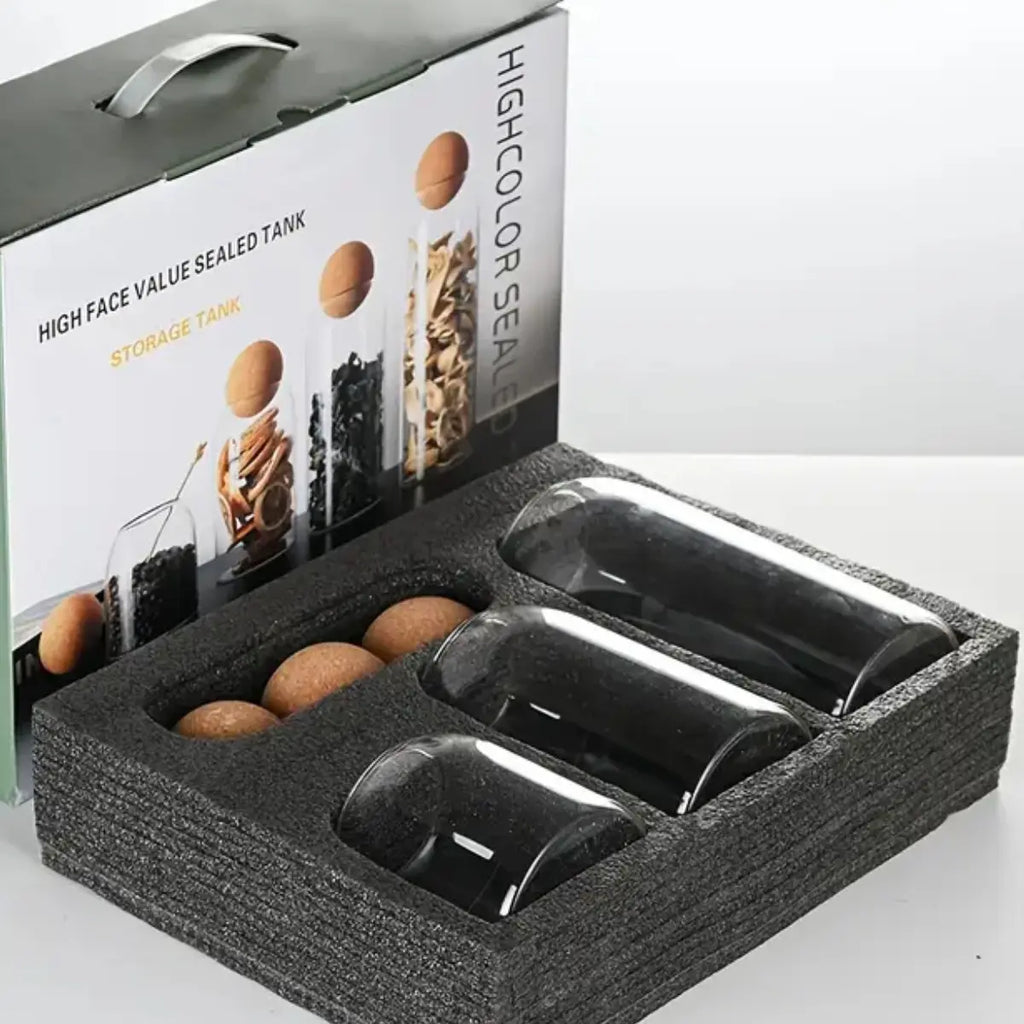 Pack 3 Botellas Frascos Vidrio Tapa Corcho Tarro