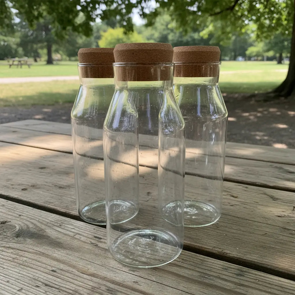 Set 3 Botella Frasco Contenedor Vidrio Con Tapa Corcho 800ml