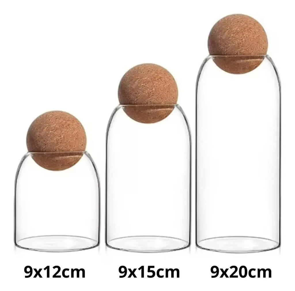 Pack 3 Botellas Frascos Vidrio Tapa Corcho Tarro