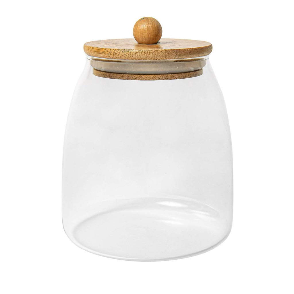 Pack De 3 Recipiente Cafe Frasco De Vidrio Con Tapa Bambu